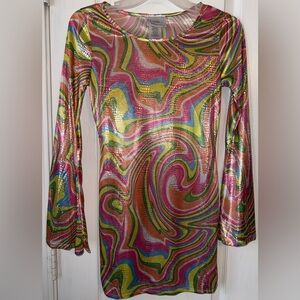 DREAM WEAVERS Like New holographic Reflective 60s dress